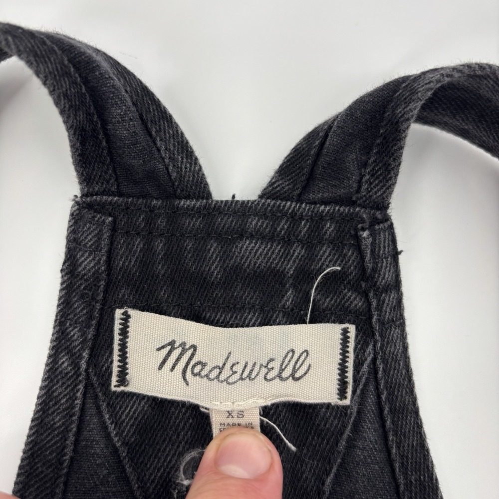 Madewell Denim Short Overalls Black Wash Raw Hem Women's Size XS - Picture 3 of 9